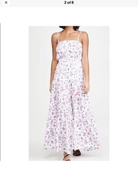 Floral Spaghetti-Strap Maxi Dress in white, pink & purple